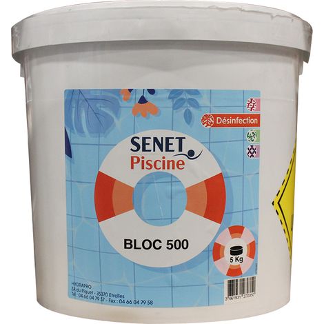 Chlore lent, galet de 500 g - Seau de 5Kg - SENET Piscine (1/3)