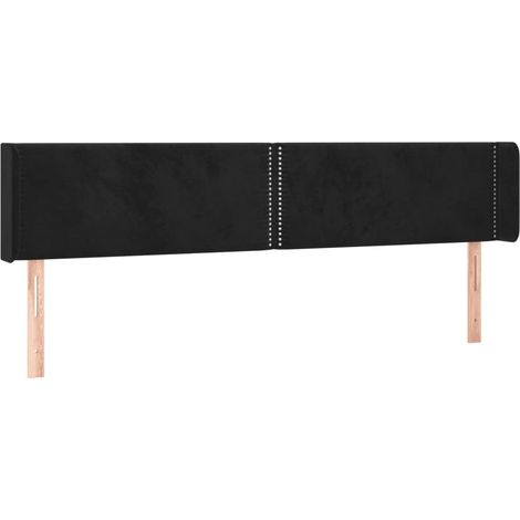 Testiera accessorio letto mobile camera da letto con bordo laterale 203 x 16 x 78/88 cm Tessuto velluto nero TDL0204489