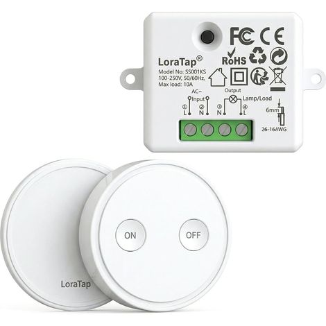 Kit Interrupteur Sans Fil, Récepteur 2500W, Emetteur Radio 868Mhz, Va et Vient, Commande à Distance Mural Avec Télécommande ON/OFF Pour Eclairage (1/5)