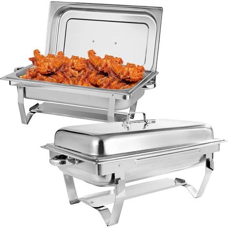 Ensemble de buffet avec plat à réchaud, acier inoxydable, capacité de 8QT, 2Pack (1/2)