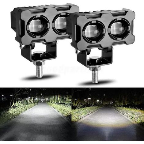 Phare Avant LED Moto - Feu Croisement et Route - 12 V / 24 V - 40 W Par Paire - 5000 Lm - Pour Moto Route et Tout-Terrain (1/5)