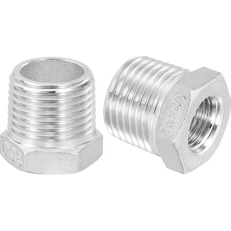5Pcs 3/4" Mâle à 1/4" Femelle NPT 304 Acier Inoxydable Réducteur Hex Bushing, Adapter Raccord pour systèmes industriels, pétrole/gaz, eau, HVAC et plomberie - 1/2" Male to Female (1/5)
