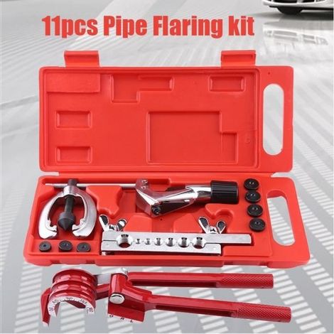 11pc kit évasement de tuyau kit flare réparation tube carburant frein avec outil cintrage coupeur-HAJ (1/4)