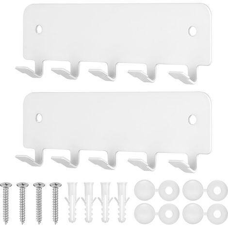 2 Pièces Porte Clef Mural, 5 Crochets, Fer Q235, Noir Et Blanc, Pour Entrée Cuisine Bureau