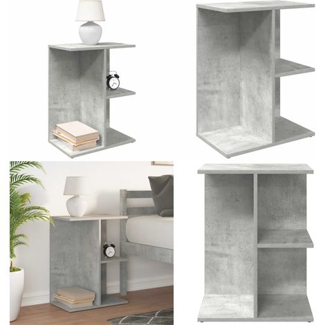 vidaXL Table de chevet gris béton 46,5x29x61 cm bois d'ingénierie (1/5)
