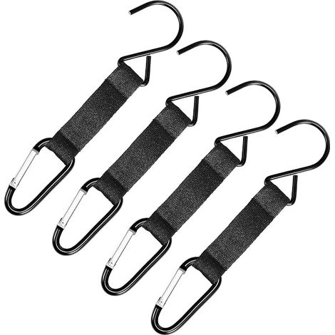 Crochet De Soutien - Forma D - Metal Resistente Y Cinta De Nylon - Para Mochilas Equipamiento Exterior Y Organizacion Domestica - Pack De 4 (1/5)