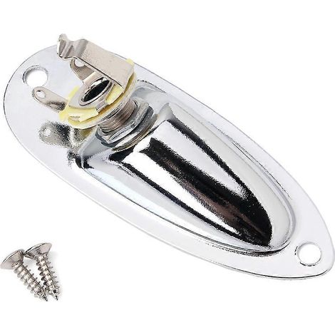 Prise jack pour guitare 6,35 mm (1/4 pouce) avec vis de fixation pour micro de guitare Stratocaster, basse électrique (argenté)-8.00X3.20X2.50CM-Silver (1/2)