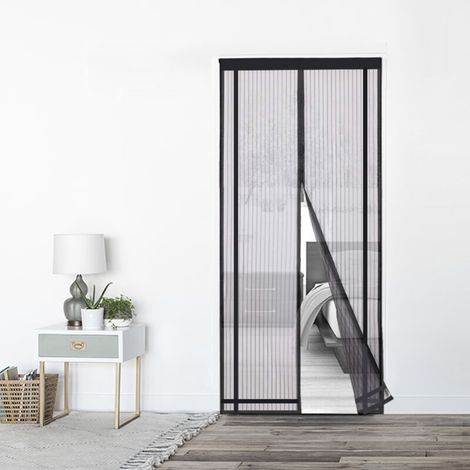 ajustable 160x230 cm, moustiquaire magnétique pour porte ou fenêtre, rideau anti-moustiques flexible et sans perçage, couleur noir