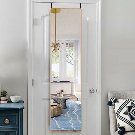 Full Length Mirror with Rounded Corners Door Hanging Gold Large Mirror (1/4)