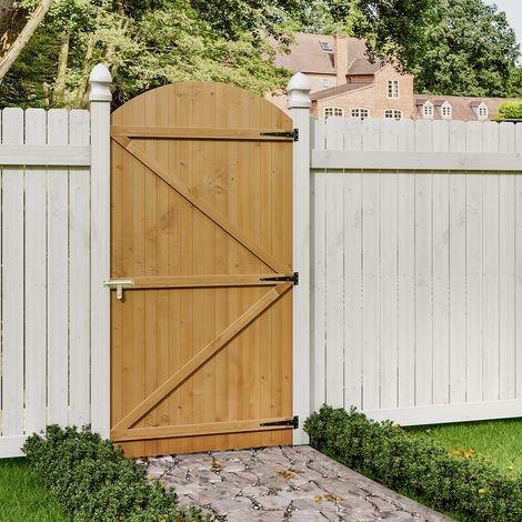 210cm Semi Braced Arch Top Strong Wooden Garden Gate (1/5)
