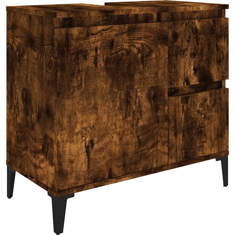 Armario de baño roble ahumado 65 x 33 x 60 cm almacenamiento práctico diseño moderno de madera contrachapada roble ahumado 020048418 (1/5)