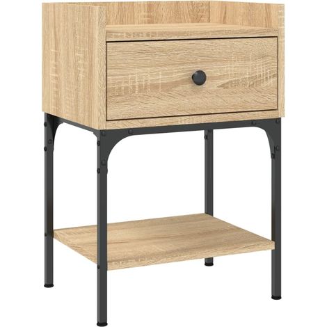 Comodino con cassetto e ripiano 40,5 x 31 x 60 cm in legno ingegnerizzato color rovere e ferro DEC033816