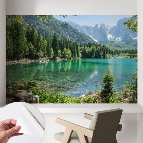 Carta da parati adesiva - fotomurale - facile da applicare - per la soggiorno - camera da letto - Lago verde 104x70 cm (1/5)