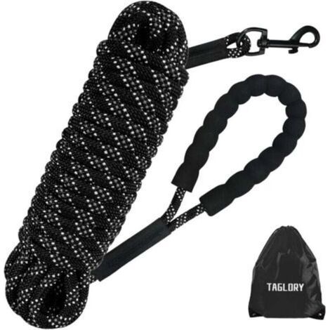 Longe pour Chien 5m, Long Laisse Chien Corde avec Poignée Rembourrée pour Chiens de Petites à Grandes Taille, Noir