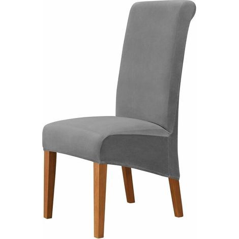Velvet Large Chair Covers pour Salle à Manger, Housse de siège Extensible Douce pour Grande Chaise de Salle à Manger, Protecteur de Chaise Parsons Lavable Amovible, 2 pièces,Gris foncé (1/4)