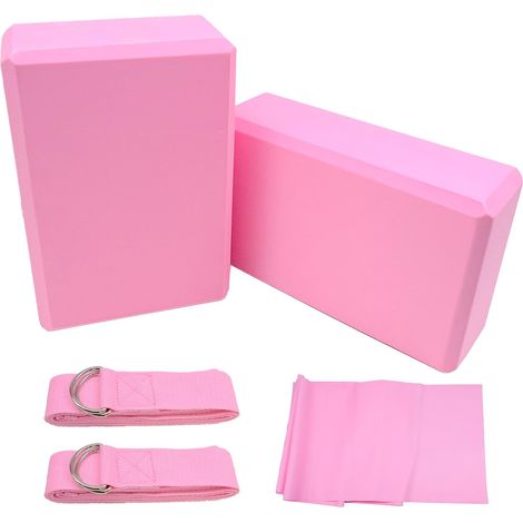 Yoga Blocks with Strap, Lightweight EVA Foam Bricks for Yoga, Pilates, Non Slip Brick for Stretching, Meditation and Deep Flexible Poses (2 Pack) (Purple) (1/5)