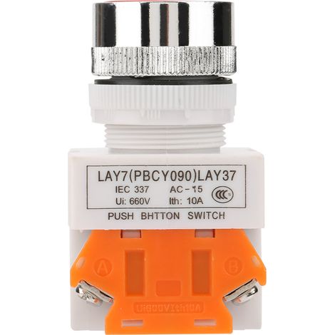 Interruptor pulsador rojo de cabeza plana con bloqueo automático, montaje de 22 mm LAY37-11BNZS