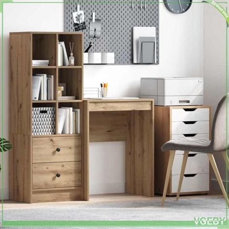 Bureau - Chêne artisanal - 60 x 40 x 76 cm - Design moderne - Bois d'ingénierie (1/5)