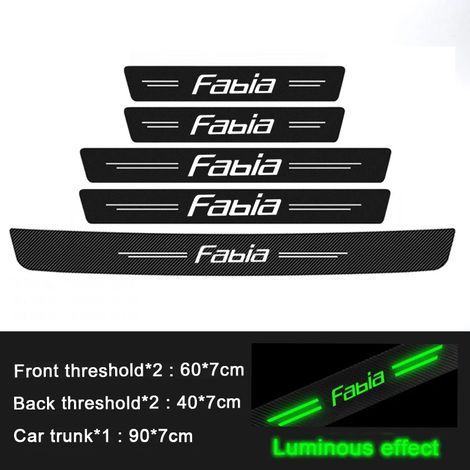 (5 pièces) Autocollants de seuil de porte de voiture en fibre de carbone lumineuse pour Skoda Fabia Logo 1 2 Superb 3 Kodiaq Karoq,autocollants étanches (1/3)