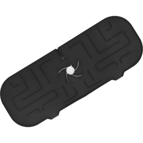 Tapis de robinet en silicone durable pour évier, noir, idéal pour la cuisine, la salle de bain, les appartements et les hôtels. (1/5)