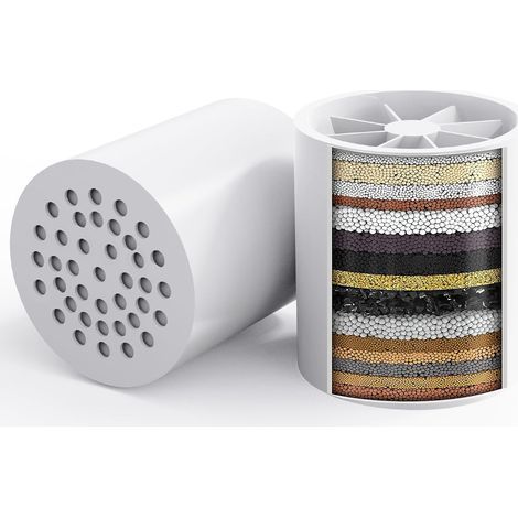 Lot de 2 cartouches de rechange universelles pour filtre de douche - Compatibles avec tous les types de filtres de douche à eau dure et au chlore, filtres de douche constants pour l'eau calcaire (1/5)