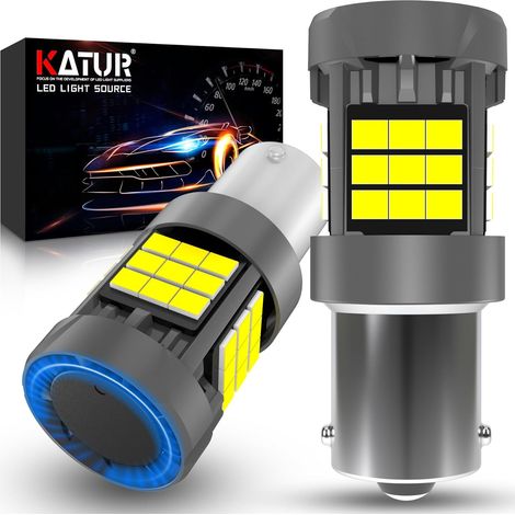Ampoule 1156 BA15S P21W LED Luminosité 3000LM 6000K Xenon Blanc avec Ventilateur 7506 1141 pour Feu de Recul Clignotant Antibrouillard Arrière (1/5)