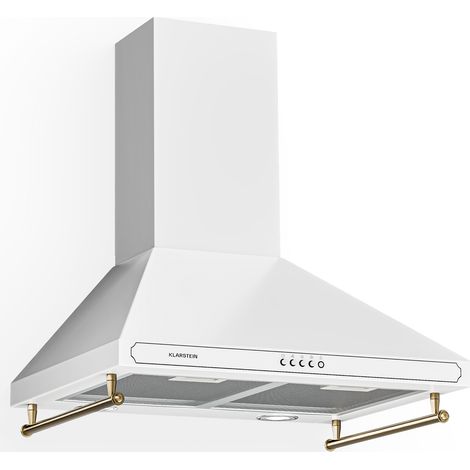 Klarstein – Hotte casquette 60 cm rétro – Débit d'air 644,5 m³/h – 3 niveaux de puissance – Éclairage LED – Garde-corps pour ustensiles