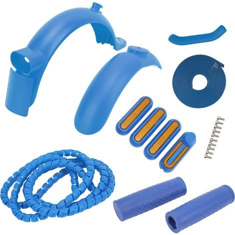 Ensemble de Remplacement de Garde-Boue de Scooter avec Couvercle Latéral de Garde-Boue Avant Arrière Couverture en Silicone de Frein à Main Poignée en Silicone pour Scooter (Bleu) (1/5)