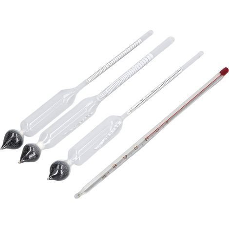 3-teiliges Haushaltsalkohol-Hydrometer mit Glasthermometer, Messzylinder inklusive, präziser Konzentrationstester für Getränke (1/5)