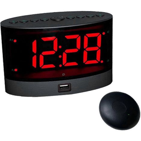 Réveil à double vibration extra-puissant avec vibreur de matelas sans fil, conçu spécifiquement pour les personnes au sommeil profond et les personnes sourdes. (1/5)