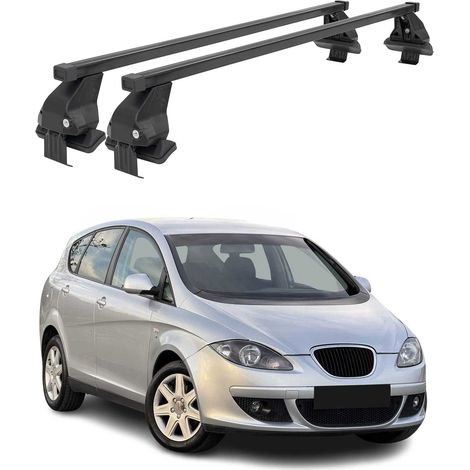 OMAC Barres de toit transversales en acier pour Seat Altea 2004-2015 – Antivol inclus – Testées City Crash – DIN 75302:2019 – ISO/PAS 11154:2006 – Charge max 50 kg Noir (1/4)
