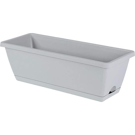 Boîte à Fleurs - Bac à Légumes en Plastique - Pour Balcon Fenêtre Jardin Intérieur Extérieur - 50 x 19 x 15 cm - Gris - 1 Pièce (1/5)