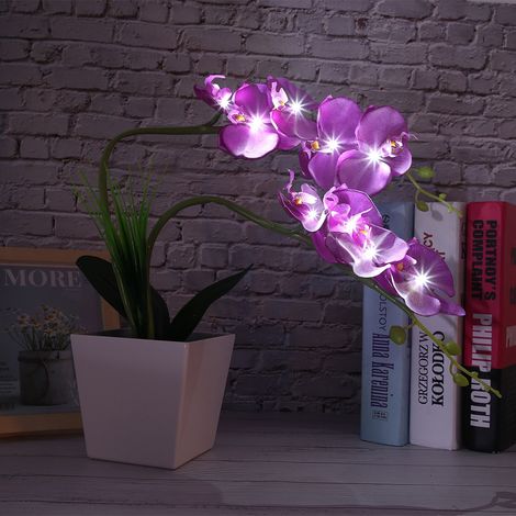 Lampe en pot de fleurs artificielles à 9 LED, imitation de bonsaï Phalaenopsis, décoration intérieure à faire soi-même (1/5)