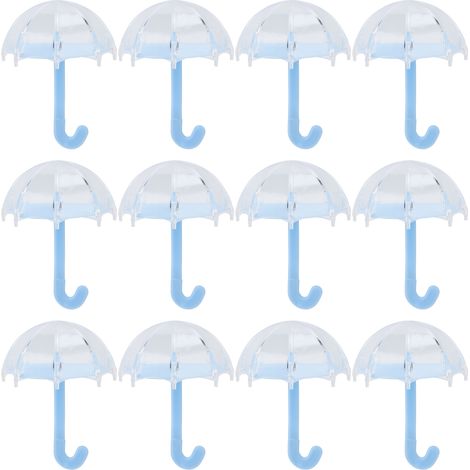 Boîte à bonbons en forme de parapluie - 12 pièces - Rangement plastique pour mariage et fêtes - Bleu (1/5)