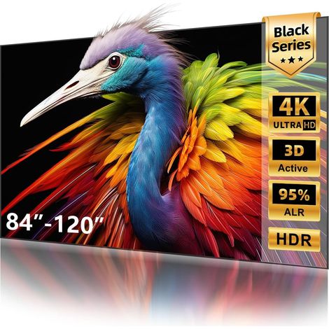 Écran de Projection, Cadre Fixe 100 Pouces, 4K Ultra HD 16:9, Rejet de Lumière Ambiante Lumière Plafond ALR CLR, Écran de Projection Mural pour Projecteurs à Ultra-Courte Focale (1/5)