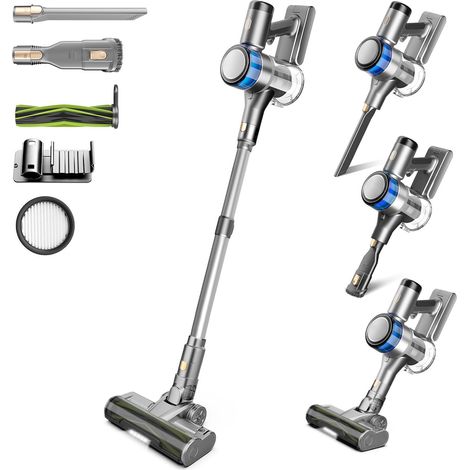 Dzaki Akku-Staubsauger, 45KPa Stabstaubsauger Kabellos Beutellos mit Display, Anti-Tangle-Bürste, 55Min. Laufzeit, Herausnehmbarer Akku, Kabelloser Akkusauger für Hartböden Tierhaare Teppich Auto