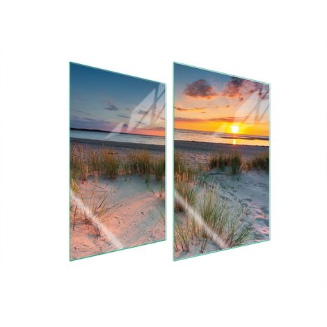 Plaque de protection en verre pour la cuisine 2x35x52 plage (1/5)
