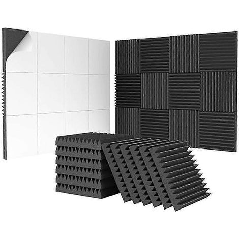 Lot de 24 panneaux acoustiques autocollants en mousse de 5 x 30 x 30 cm, panneaux acoustiques pyramidaux pour la maison et le jardin. (1/5)