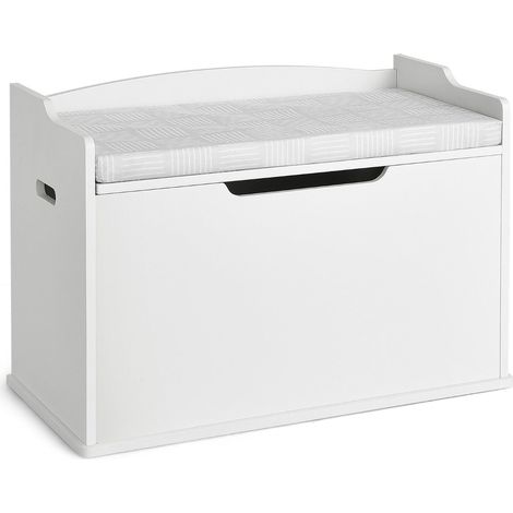 Baúl de juguetes/banco de almacenaje 74 x 39 x 52 cm con tapa de seguridad ambiente acogedor acabado blanco 200011495