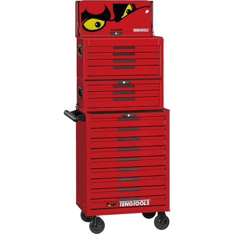 Servante à outils rouge professionnelle 16 tiroirs avec 2 coffres Teng Tools TSS26R16