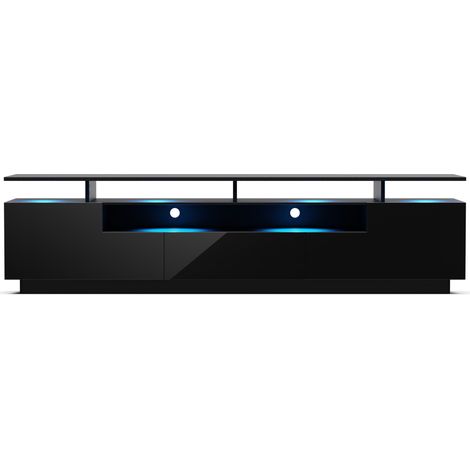 Klarstein TV Board Weiss, Wohnzimmer Möbel für TV, 195 cm Fernsehschrank mit Color-LEDs, Großes TV-Lowboard, Niedrige TV-Schränke mit Stauraum, Schrank für Fernseher, TV-Schrank Modern, Weiß