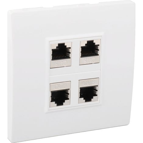 Plaque murale Ethernet Cat 6 à 4 ports femelle-femelle pour éviter l'encombrement. Compatible avec les câbles CAT5, CAT5E, CAT6 et CAT6A. (1/5)