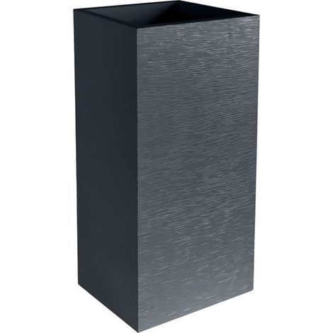 EDA – Pot de fleurs carré haut 40 cm – Jardinière en béton – Volume 31 L – Dimensions 39,5 x 39,5 x H. 80 cm – Gris anthracite (1/7)