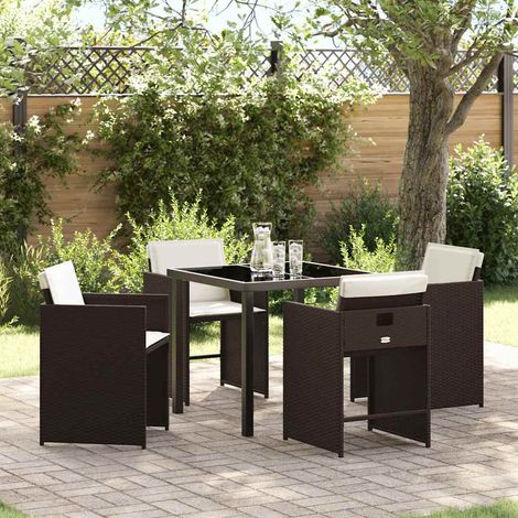 Garten Essgruppe 5 pcs Braun Poly-Rattan (1/5)