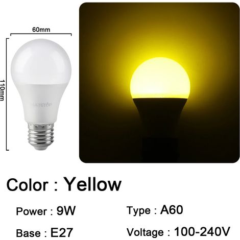 (A60 E27 Jaune, 4 ampoules) Ampoules LED, adaptées aux festivals, aux KTV, aux bars et aux vitrines de magasins. (1/3)