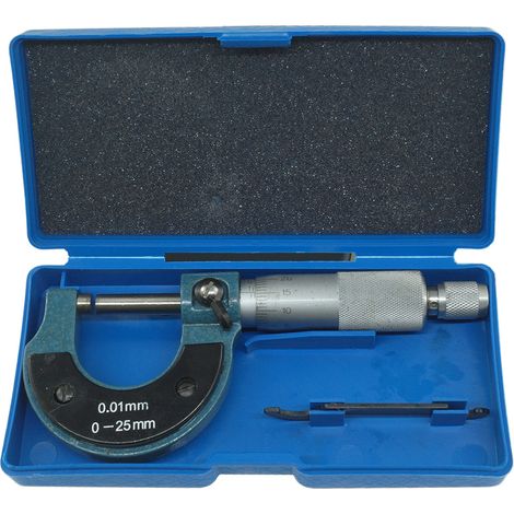 Micrometro Spessimetro 0,01 A 0-25mm Micro Metro Calibro Misura Misurazioni