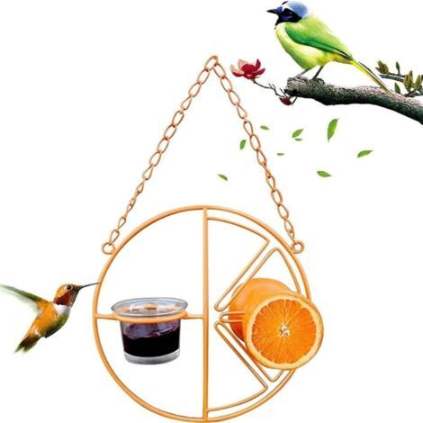 Fonctionnel Hummingbird Orioles mangeoire à oiseaux avec Fruit placement gelée coupe d’alimentation pour l’extérieur cour suspendue balcon terrasse de jardin, Orange 7 pouces (1/5)