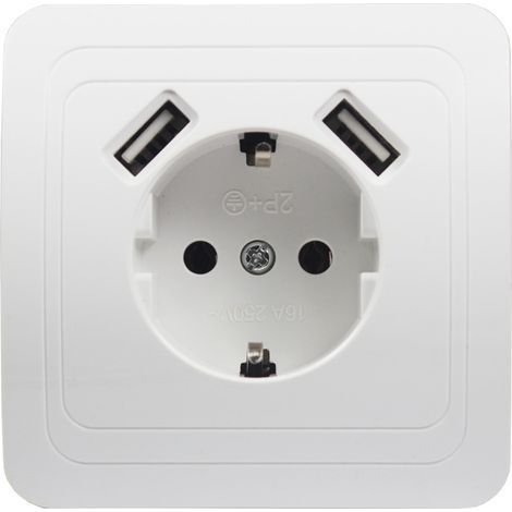 Prise murale universelle pour téléphone, Double Port USB 5V, 2A,Mur européen standard allemand (1/5)