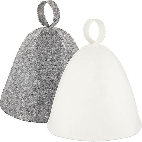 Lot de 2 chapeaux de sauna, faciles à suspendre et à sécher, en feutre, pour sauna et bain d'extérieur - Accessoires indispensables pour sauna, gris/blanc, 70 x 20 cm (1/5)