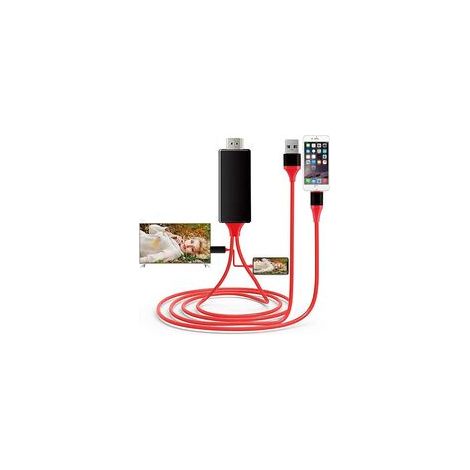 Adaptateur Lightning vers HDMI rouge, certifié Apple MFi – (1/5)